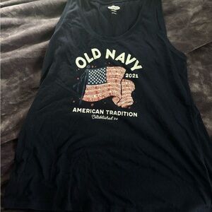 Old Navy Navy Blue Graphic Tank Top